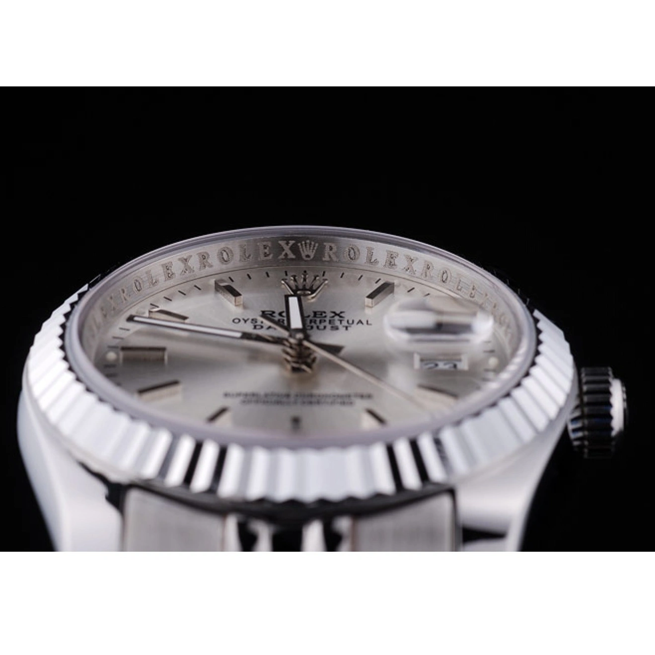 AAA replica watch Rolex Dial Silver Ribbed Bezel 7457 Datejust 1026